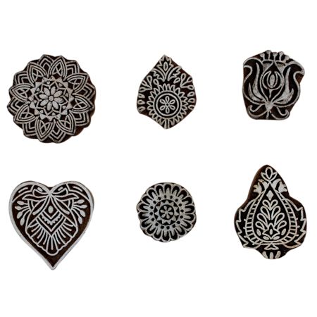 Set of 6 Piece New Mix Wooden Printing Block