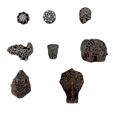 Set of 8 Piece New Mix Wooden Printing Block
