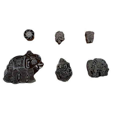 Set of 6 Piece New Mix Wooden Printing Block