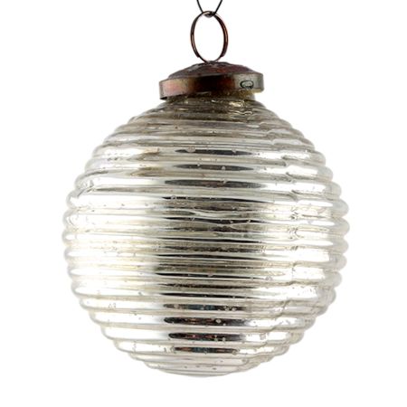 Antique Striped Cut Round Christmas Ornament Online