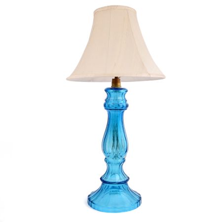 Long Aqua Blue Glass Table Lamp