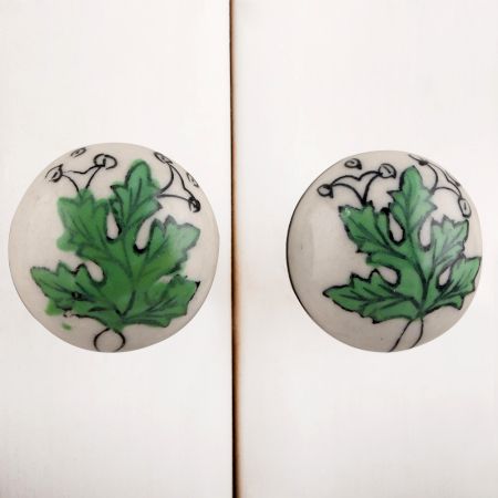 Green Leaf Flat Knob