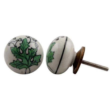 Green Leaf Flat Knob