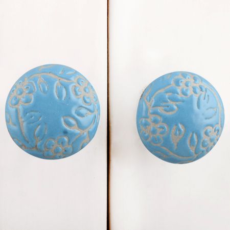 Turquoise Etched Flat Knob
