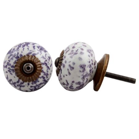 Purple Calico Ceramic Dresser Knob