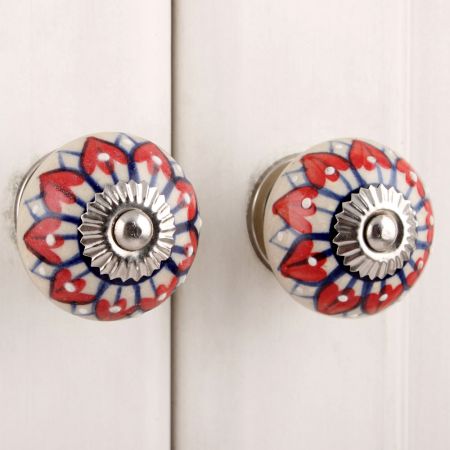 Zinnia Flower Ceramic Knob