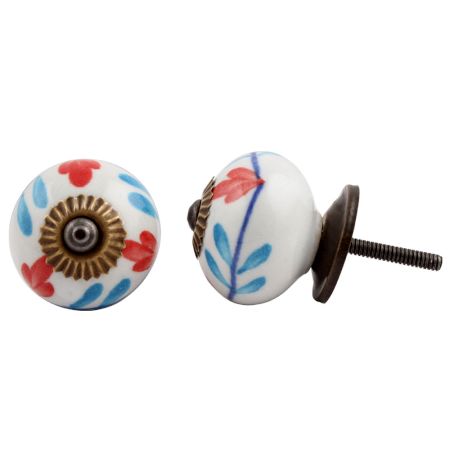 Red Floral Ceramic Knob