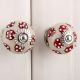 Red Tiny Floral Ceramic Knob