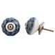 Grey Blue Floral Ceramic Knob
