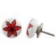 Red Flower Flat Knob