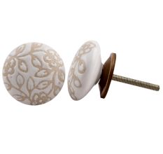 White Etched Flat Knob