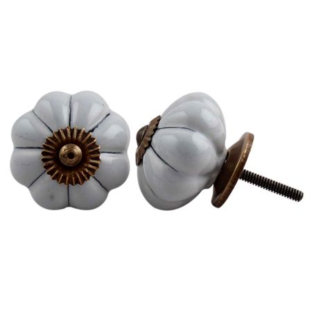 Light Grey Ceramic Melon Drawer Knob