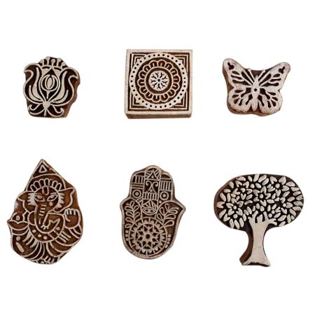 Set of 6 Piece New Mix Wooden Printing Block