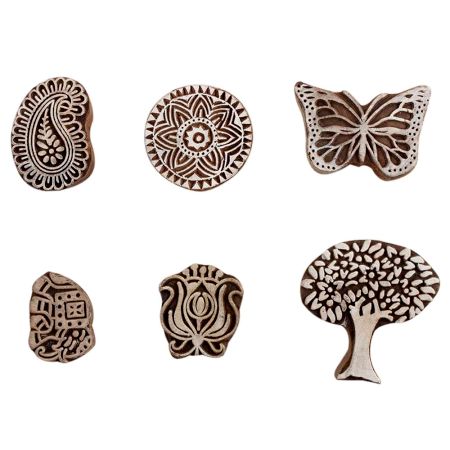Set of 6 Piece New Mix Wooden Printing Block