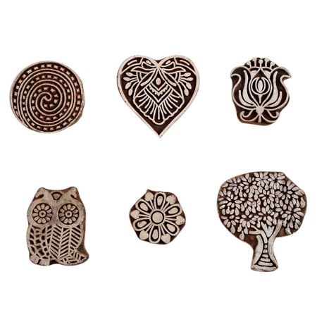 Set of 6 Piece New Mix Wooden Printing Block