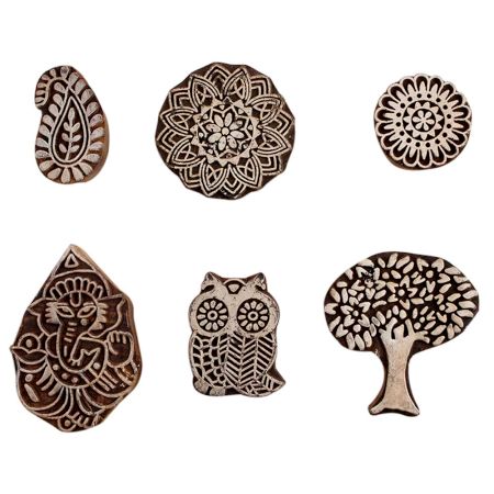 Set of 6 Piece New Mix Wooden Printing Block