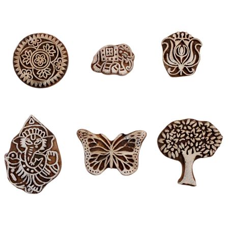 Set of 6 Piece New Mix Wooden Printing Block