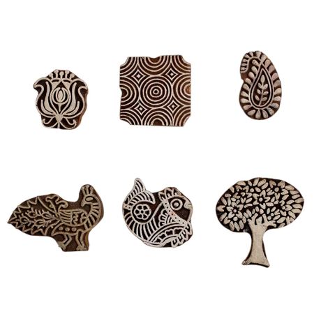 Set of 6 Piece New Mix Wooden Printing Block