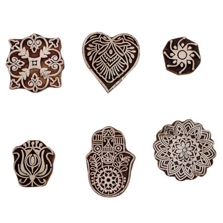 Set of 6 Piece New Mix Wooden Printing Block