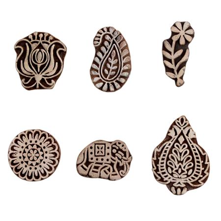 Set of 6 Piece New Mix Wooden Printing Block