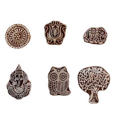 Set of 6 Piece New Mix Wooden Printing Block