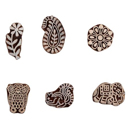 Set of 6 Piece New Mix Wooden Printing Block