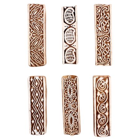 Set of 6 Piece New Mix Wooden Printing Block