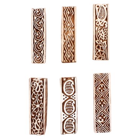 Set of 6 Piece New Mix Wooden Printing Block