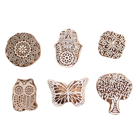 Set of 6 Piece New Mix Wooden Printing Block