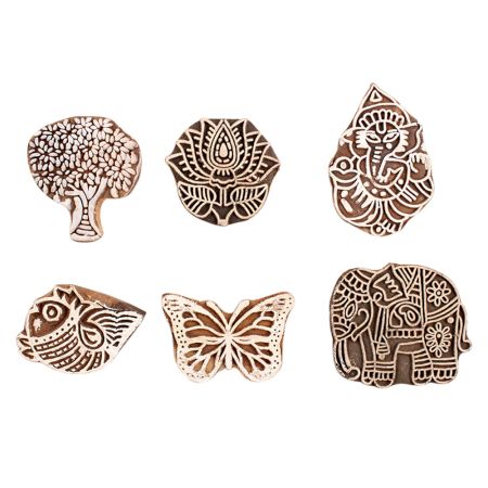 Set of 6 Piece New Mix Wooden Printing Block