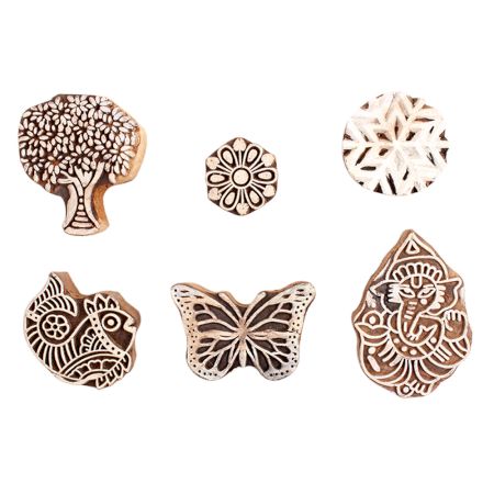 Set of 6 Piece New Mix Wooden Printing Block
