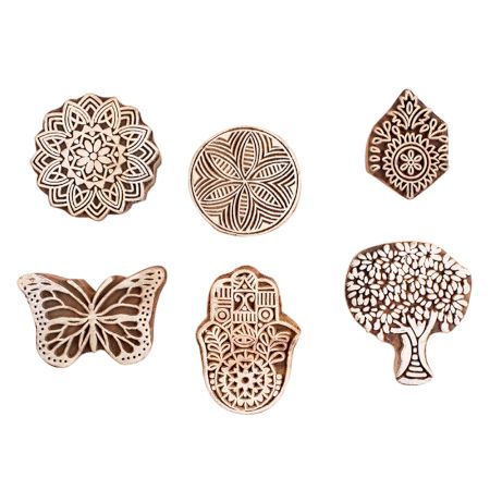 Set of 6 Piece New Mix Wooden Printing Block