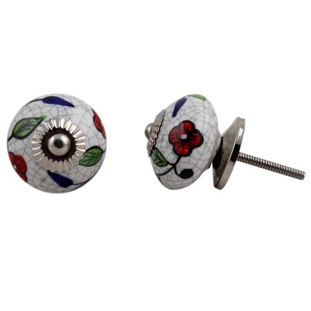 Multicolor Leaf Crackle Ceramic Dresser Knob