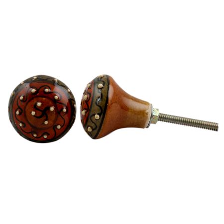 Rust Black Pattern Bulb Almirah Knob
