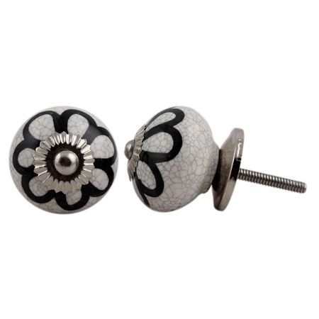 Black Sunflower Crackle Drawer Knob