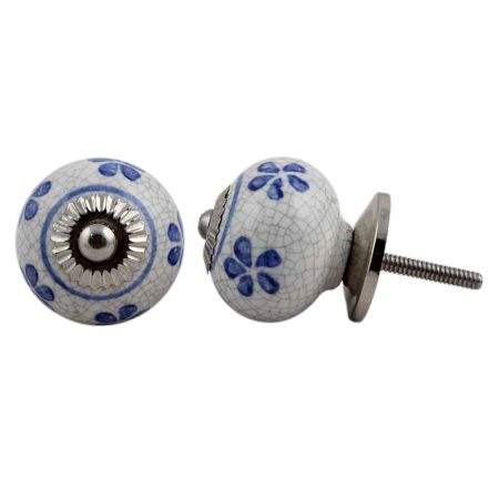 Blue Flower Crackle Ceramic Drawer Knob Online