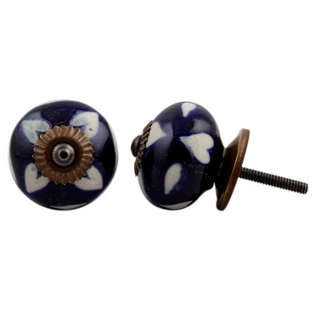 Navy Blue Etched Ceramic Knob-07