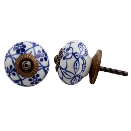 Blue Floral Knob