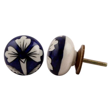 Navy Blue Flower Knob