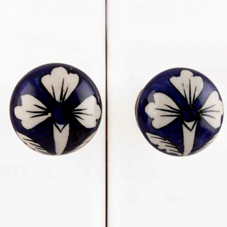 Navy Blue Flower Knob