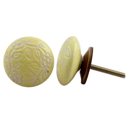 Yellow Etched Flat Knob