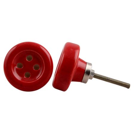 Red Ceramic Button Knob