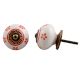 White Orange Floral Ceramic Knob
