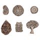 Set of 6 Piece New Mix Wooden Printing Block