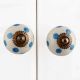 Cream Blue Polka Ceramic Handmade Knob
