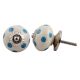 Cream Blue Polka Ceramic Handmade Knob