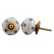 Cream Blue Polka Ceramic Handmade Knob
