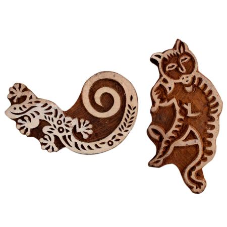 Set of 2 Piece New Mix Wooden Printing Block
