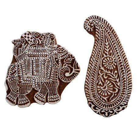 Set of 2 Piece New Mix Wooden Printing Block