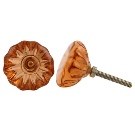Amber Paneled Sides Glass Drawer Knob